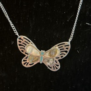 Women's Amway Silver Tone Butterfly Necklace